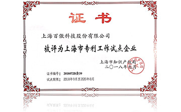 上(shang)海市專(zhuan)利(li)工(gong)作(zuo)試點企(qi)業